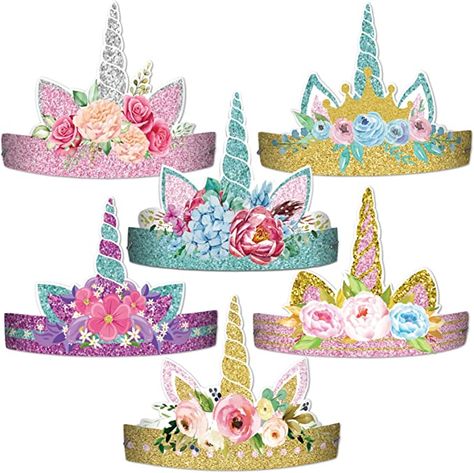 Amazon.com: 12 Pieces Unicorn Birthday Party Hats Unicorn Paper Party Crown Headbands for Girls, Gold Silver Horn Unicorn Theme Decorations Favor Supplies, 6 styles  : Toys & Games Unicorn Party Hats, Headbands For Girls, Birthday Headband, Unicorn Party Favors, Unicorn Party Decorations, Unicorn Birthday Party, Unicorn Headband, Party Headband, Birthday Party Hats