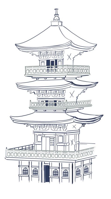 Chinese House Tattoo, Chinese Temple Drawing, Japanese House Tattoo, Japanese Temple Drawing, Nepal Tattoo, Japanese Temple Tattoo, Samurai Tattoos, Building Tattoo, Temple Tattoo