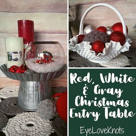 Red, White & Gray Christmas Entry Table 2020 Diy Grinch Wreath, Gray Christmas Decor, Christmas Entry Table, Grinch Christmas Door, Glamping Christmas, Grey Christmas Decor, A Grinch Christmas, Diy Grinch, Cardboard Gingerbread House