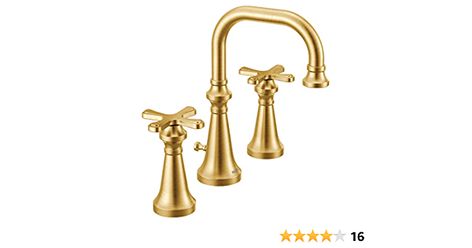 Amazon.com: Moen TS44103BG Colinet Traditional Two Widespread High-Arc Bathroom Faucet with Cross Handles Valve Required, Brushed Gold Moen Colinet, Gold Bathroom Faucet, Touchless Faucet, Vessel Faucets, Waterfall Faucet, Water Valves, Presidents Day Sale, Widespread Bathroom Faucet, Gold Bathroom