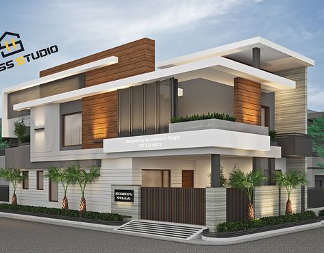 Corner House at Basant City on Behance Corner House Elevation Design, Corner House Elevation, Wooden Wardrobe Designs, Small House Design Architecture, House Outer Design, Small House Front Design, House Plans Mansion, Small House Elevation Design, Wardrobe Designs