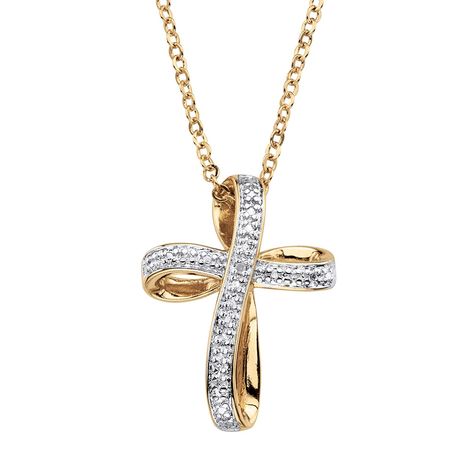 Palm Beach Jewelry White Diamond Accent 18k Gold-Plated Pave-Style Looped Cross Pendant Necklace 18' -- Hope you enjoy our picture. (This is our affiliate link) #pendantnecklaces Diamond Facts, Yellow Necklace, Palm Beach Jewelry, Women's Jewelry Sets, Gold Chain Jewelry, Diamond Cross, Cross Jewelry, Chain Jewelry, Cross Pendant Necklace