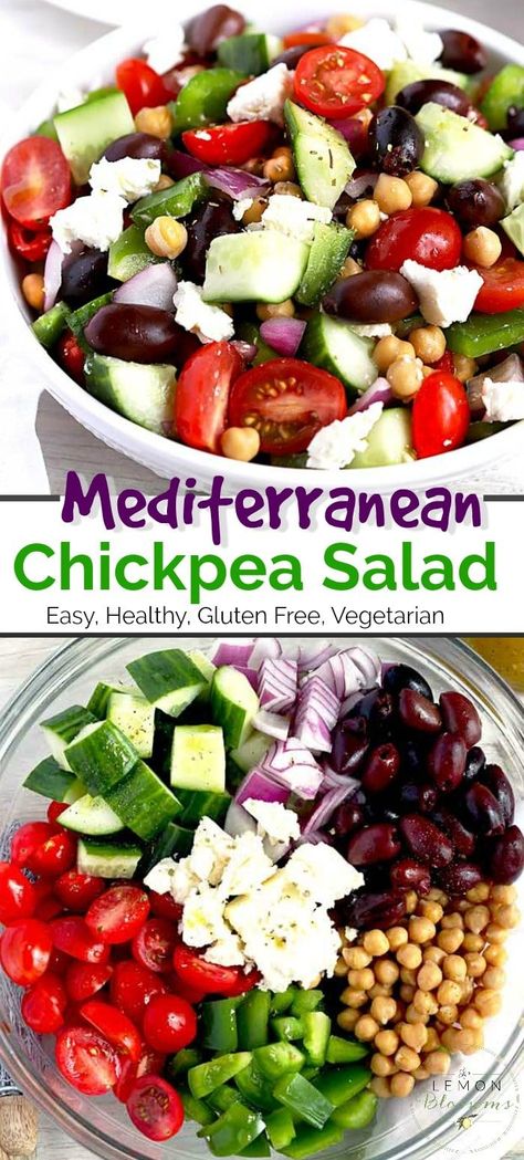 Simple Greek Salad, Olives Kalamata, Mediterranean Chickpea, Mediterranean Chickpea Salad, Creamy Feta, Greek Salad Dressing, Easy Mediterranean Diet Recipes, Greek Salad Recipes, Best Salad Recipes