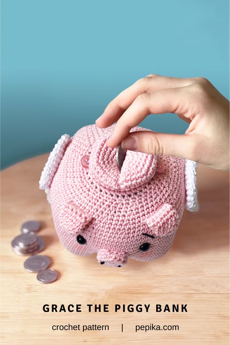 Grace the Piggy Bank is an easy-to-follow crochet pig pattern with detailed instructions and plenty of photos to guide you.

Save in style with this crochet piggy bank. Grace may not understand all the fancy digital stuff, she’s here to remind you that old-school piggy banks are timeless.

Format: PDF document of 12 pages and 46 images illustrating the process.

Finished size: If crocheted with sport-weight yarn and a 2.5 mm hook, it will be approx. 11 cm/4.3″ tall. 

#crochetpig #amigurumipig Crochet Pig Pattern, Crochet Chain Stitch, Pig Pattern, Reverse Single Crochet, Single Crochet Decrease, Crochet Pig, Advanced Crochet, Crochet Chicken, Crochet Decrease