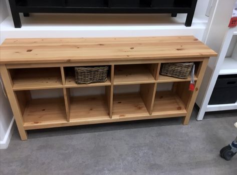 HEMNES console table restyled to TV unit - IKEA Hackers Tv Unit Ikea, Ikea Hack Living Room, Living Room Console, Ikea Hemnes, Furniture Update, Ikea Hackers, Interesting Images, Concept Board, Wood Filler