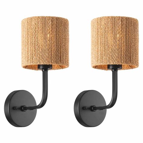 Bay Isle Home Geet Iron Armed Sconce & Reviews | Wayfair Industrial Homes, Bohemian Candle, Caged Ceiling Fan, American Farmhouse Style, Rattan Shades, American Farmhouse, Halogen Light Bulbs, Rustic Wall Sconces, Vintage Style Decorating