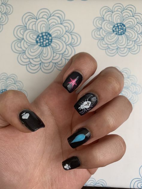 Hisoka Inspired Nails, Hisoka Nails Design, Hunter X Hunter Nails Design, Hxh Nail Art, Hunter X Hunter Nail Art, Hisoka Nails, Hunter X Hunter Nails, Hxh Nails, Hunter Nails