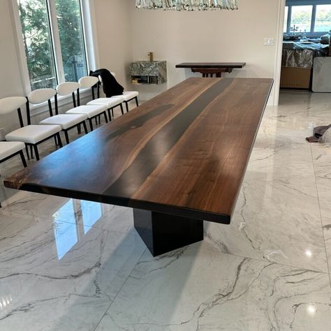 Epoxy River Table, Table Square, Black River, River Table, White Chair, Black Walnuts, Black Walnut, Live Edge, Dining Tables