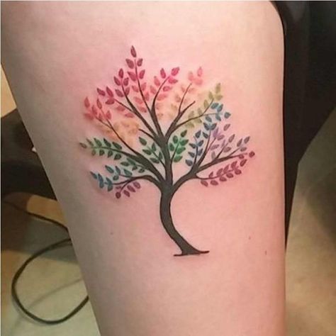 Small Tattoos Color, Lgbt Tattoo, Tattoos Color, Pride Tattoo, Rainbow Tattoos, Wild Tattoo, Tree Tattoo Designs, Colorful Tree, Tattoos Skull