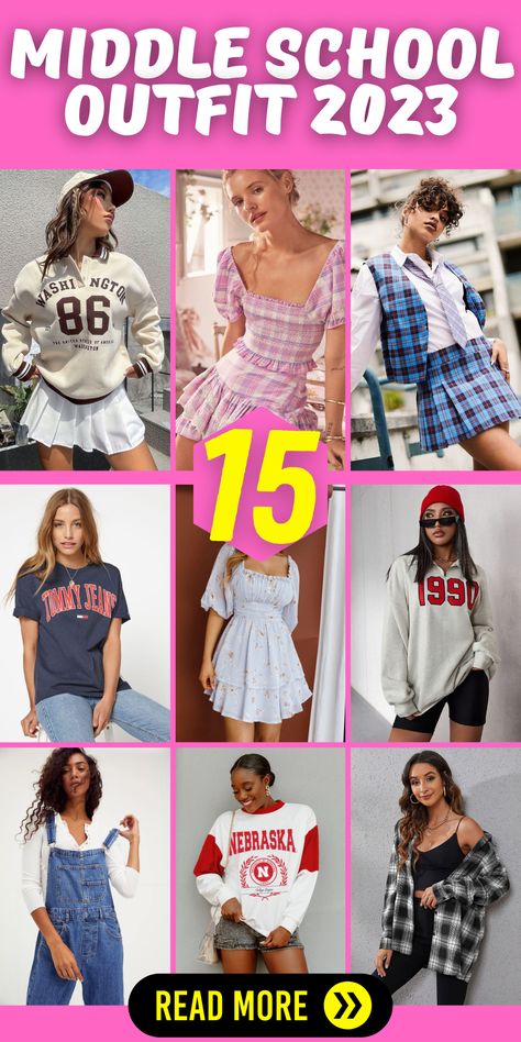 Elevate your back-to-school style with these stylish middle school outfits 2023. Whether it's picture day, the school dance, or the last day of school, we've got outfit ideas that will keep you on-trend. From cute and comfy to coquette and trendy, these outfit inspirations are perfect for middle school fashionistas. Add some simple and easy accessories to complete your stylish and fashionable look. 6th Grade Outfit Ideas, Outfit Ideas For Middle School, Cute School Outfits For Middle School, School Picture Outfits, Outfits Middle School, 6th Grade Outfits, School Outfits Middle School, Easy Accessories, Middle School Fashion