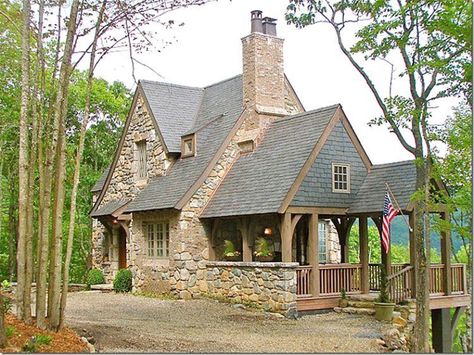 Stone cottage with timber frame, just sublime! Stone Cottage House Plans, Small Stone Cottage, Stone Cottages, Small Cottages, Cottage Style Home, Casa Country, Cottage Exterior, Cottage Style Homes, Cottage Cabin