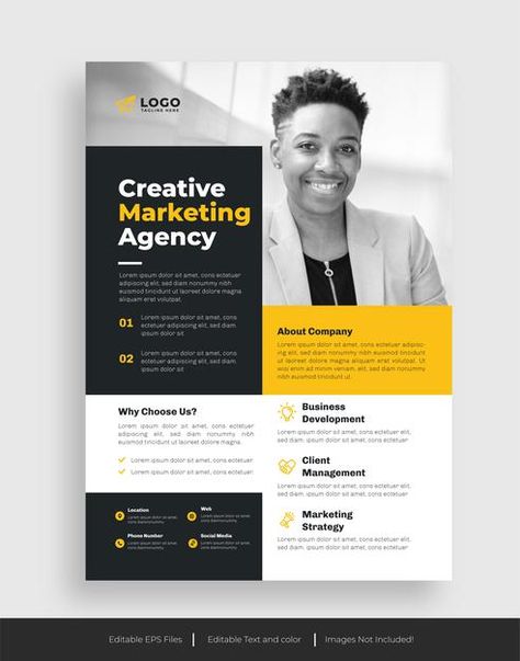 Creative marketing agency flyer template... | Premium Vector #Freepik #vector #flyer #poster #business #abstract Agency Poster Design, Marketing Flyer Design, Poster Business, Creative Marketing Agency, Marketing Flyers, Flyer And Poster Design, Creative Marketing, Flyer Poster, Marketing Agency