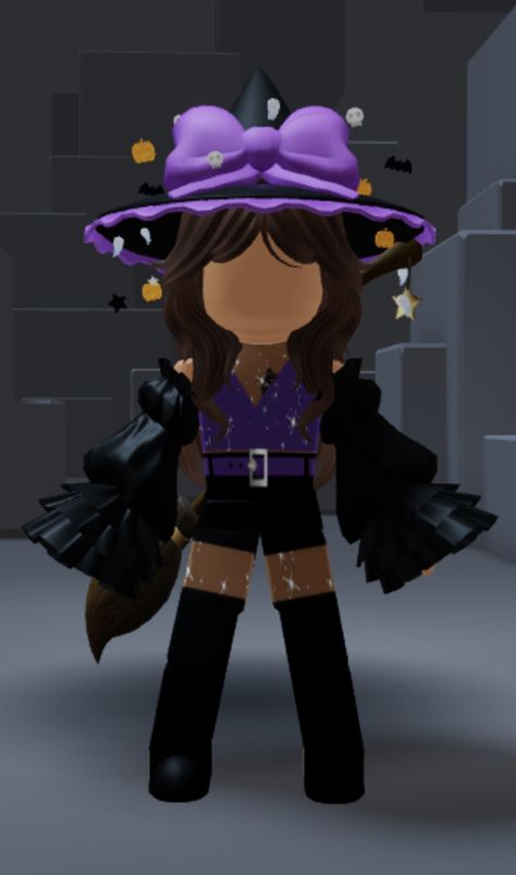 Witch outfit Roblox Witch Outfit Codes, Roblox Witch Outfit, Roblox Halloween Outfits Ideas, Roblox Id Codes For Clothes Witch, Animal Crossing Witch Outfit, Roblox Halloween Outfits, Witch Sweater, Gacha Edit, Witch Outfit