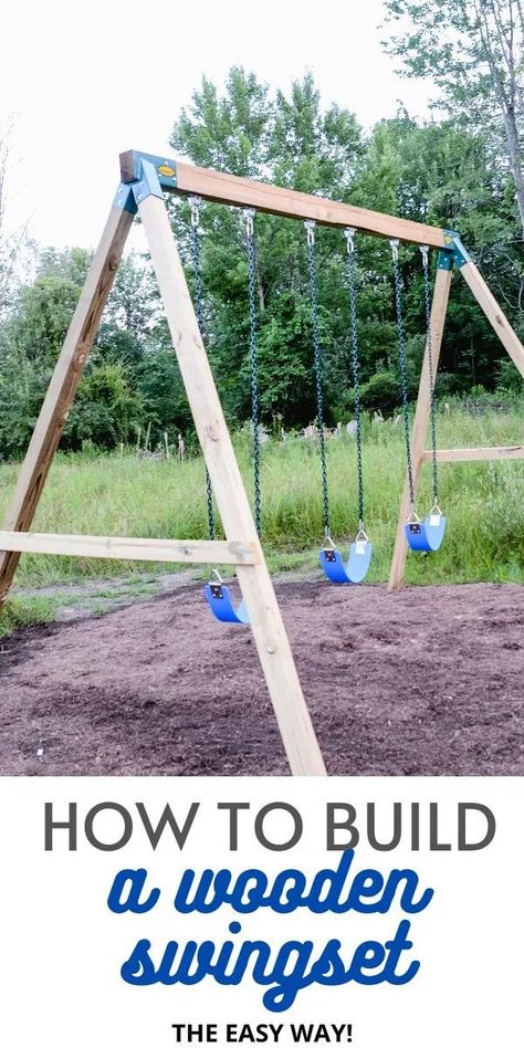 Diy Swingset, Swing Set Plans, Outdoor Playhouses, Swing Set Diy, Playground Landscaping, Backyard Structures, Diy Swing, Play Area Backyard, Backyard Swings