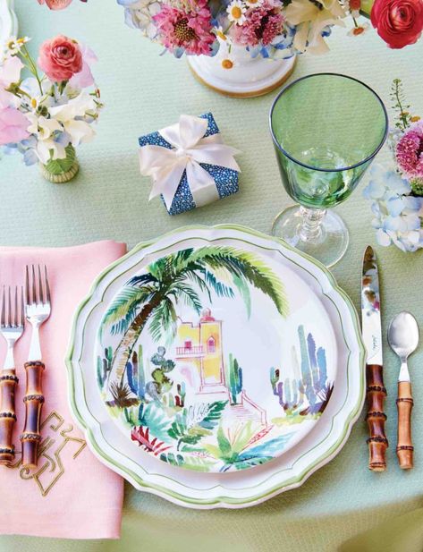 Anniversary Garden Party, Linen Table Settings, Leontine Linens, Flower Magazine, Tenth Anniversary, Tablescape Ideas, Table Scapes, Beautiful Table Settings, Pretty Tables