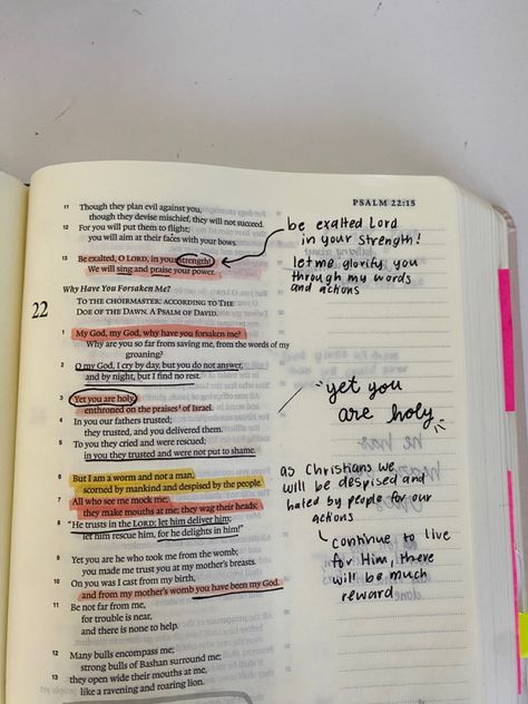 Bible Journaling Psalm 22 Bible Journaling, Bible Study Psalms, Psalm Bible Journaling, Psalms Bible Journaling, Youth Group Bible Study, Bible Aesthetics, Bible Highlighting, Psalm 22, Verse Mapping