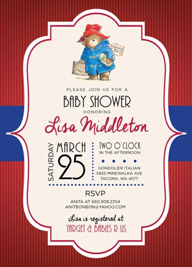 Paddington Bear Inspired Custom Printable Baby Shower Invitation Paddington Bear Party, Oso Paddington, Baby Event, Bear Birthday Party, Paddington Bear, Tea Party Theme, Bear Party, Printable Baby Shower Invitations, Bear Birthday