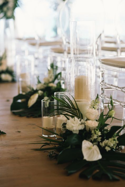 Wedding Aisle Tropical Flowers and Candles at Kukua Beach Club Punta Cana Candle Aisle Beach Wedding, Beach Wedding Candle Aisle, Candle Aisle, Wedding Aisle Candles, Beach Wedding Candles, Aisle Candles, Cancun Destination Wedding, Flowers And Candles, Punta Cana Wedding