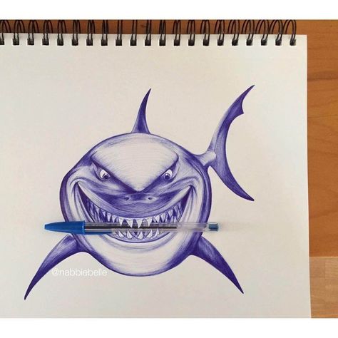 Shark by Annabelle Marie Ballpoint Drawing, Patrick Nagel, Ballpoint Pen Art, Pen Art Work, Ballpoint Pen Drawing, Pencil Artwork, Pen Art Drawings, Mermaid Drawings, Disney Art Drawings