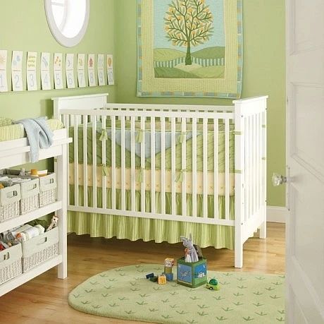 baby room Lime Green Room, Yellow Nursery Walls, Green Baby Nursery, Walls Color, Pale Lime Green, Baby Room Paintings, Nursery Wall Painting, Green Baby Room