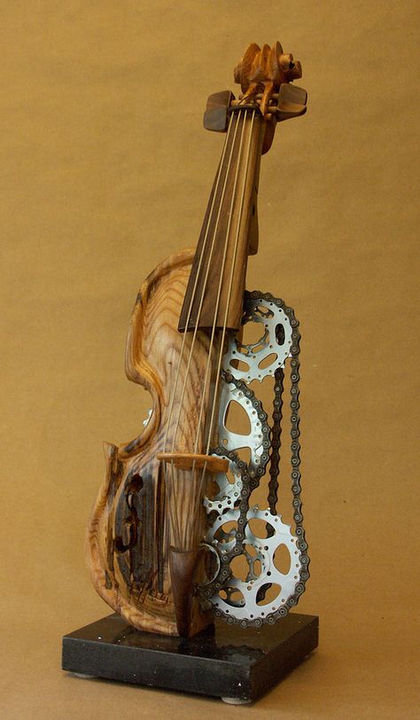 Music Sculpture, Violin Art, Instruments Art, Tanah Liat, Musical Art, Guitar Art, Wood Carving Art, Sculptures & Statues, Art Metal