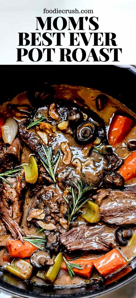 Easy Sunday Roast, Amazing Pot Roast, Pot Roast Natashas Kitchen, Pot Roast In The Oven Cast Iron Skillet, Easter Pot Roast Dinner, Pot Roast Thanksgiving, Beef Roast Dutch Oven Recipes, Pot Roast No Potatoes, English Pot Roast