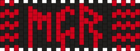 Mcr Bracelet Pattern, Emo Kandi Cuff, Emo Kandi Patterns, Mcr Kandi Pattern, Mcr Kandi, Kandi Templates, Emo Designs, Kandi Cuff Patterns, Punk Fashion Diy