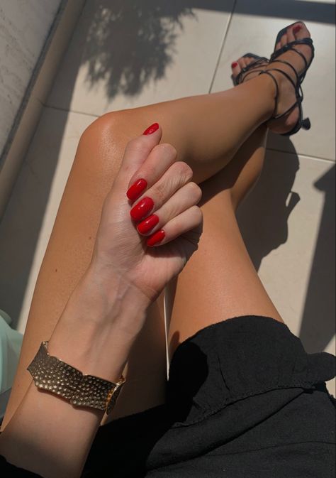 #fashion #red #rednails #tan #tanning #skincare #skincareroutine #summer #selfcare #selflove #style #aesthetic Nails Tanned Skin, Summer Selfcare, Tanned Skin, Summer Basics, Red Nail, Style Aesthetic, Sun Care, Tan Skin, Tanning