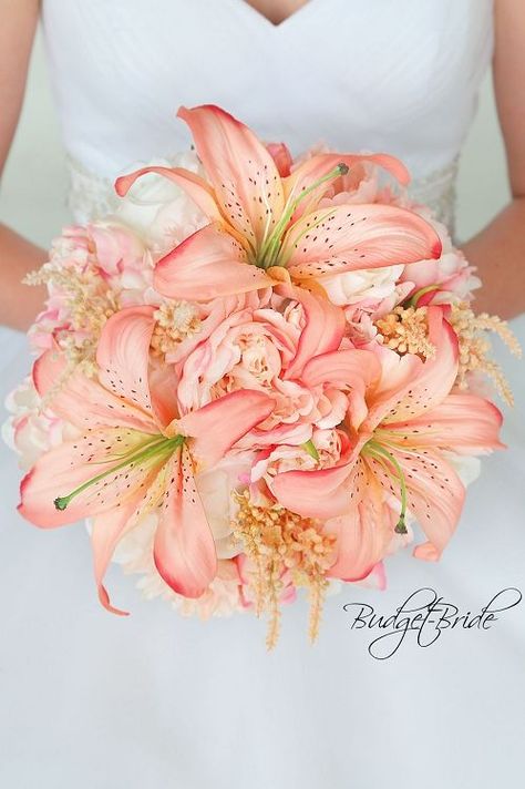 Blush Pink Wedding Bouquet, Bouquet With Peonies, Pink Wedding Bouquet, Budget Bride, Blush Pink Wedding, Wedding Bouquets Bride, Wedding Bouquets Pink, Beautiful Wedding Flowers, Lily Bouquet