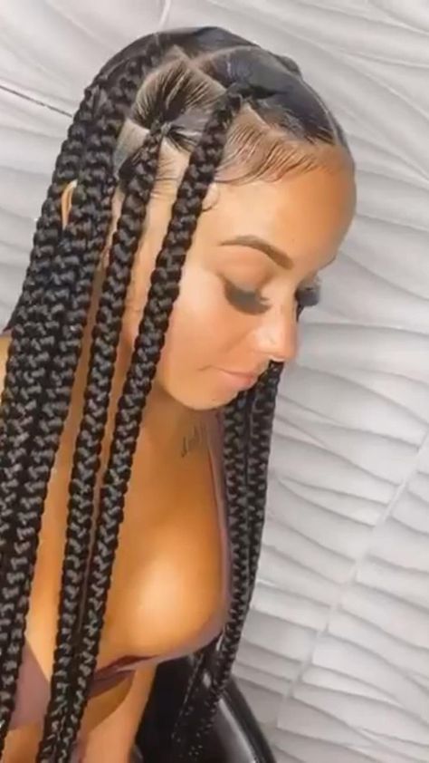 Pin on Hair Knotless Jumbo Braids, Braids Hairstyles Box Braids, Braids Knotless Box Braids, 12 Braids, Braids Big, Braids Hairstyles For Black Women, Hairstyles Box Braids, Big Box Braids, Big Box Braids Hairstyles