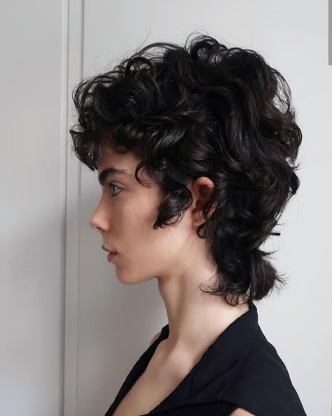 Shaggy Pixie Curly Hair, Asian Short Curly Hair, Curly Androgynous Hair, Mini Shag Haircut, Pixie With Fringe, Shaggy Pixie Mullet, Mullet Curly Hair, Hair Style Cut, Ideas De Pelo