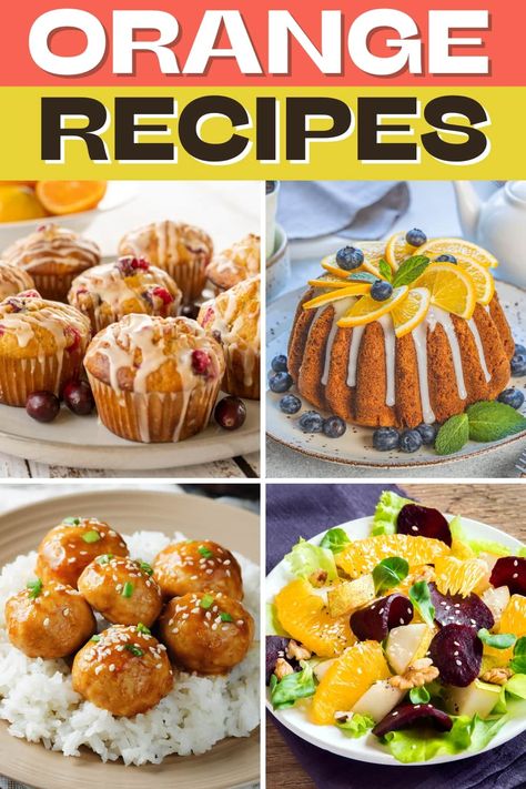 Got a bunch of oranges? Try these orange recipes! From scones to orange chicken to sherbet, you can enjoy tasty oranges at every meal or any occasion! Recipes That Use Oranges, Orange Potluck Food, Ways To Use Oranges, Naval Orange Recipes, Fresh Oranges Recipes, Orange Color Appetizers, Navel Orange Recipes, Recipes For Oranges, Fresh Mandarin Orange Recipes