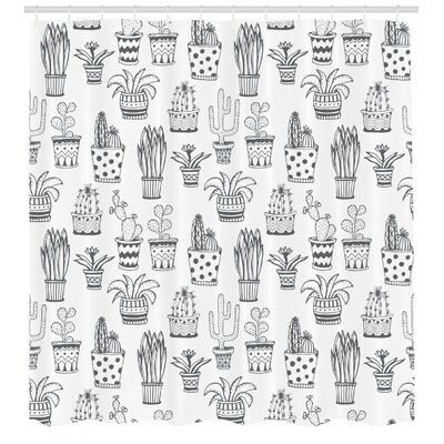 Cactus Tapestry, Cactus Shower Curtain, Doodle Flowers, Fabric Tapestry, Monochrome Wall, Power Room, Sweet Jojo Designs, Shower Curtain Decor, Shower Curtain Set