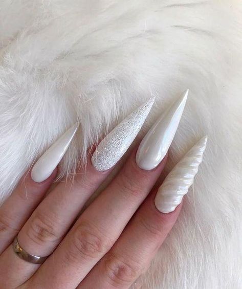 Nails Unicorn, White Stiletto Nails, Unicorn Nails Designs, Unicorn Nail Art, American Nails, Stiletto Nail Art, Unicorn Nails, Stiletto Nails Designs, Nails Polish