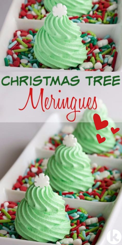 Snowman Meringue Cookies, Christmas Tree Meringue, Tree Meringue, Chocolate Marshmallow Cookies, Meringue Cookie Recipe, Baked Meringue, Chocolate Chip Shortbread Cookies, Salted Caramel Mocha, Melted Snowman