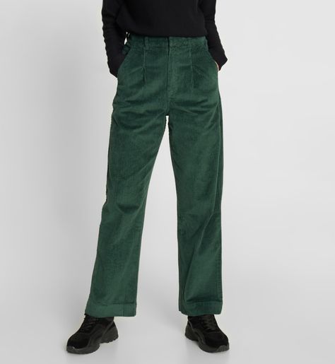 Dark Green Pants, London Outfit, Green Corduroy, Nudie Jeans, Green Pants, Professional Outfits, Parachute Pants, Best Sellers, Dark Green