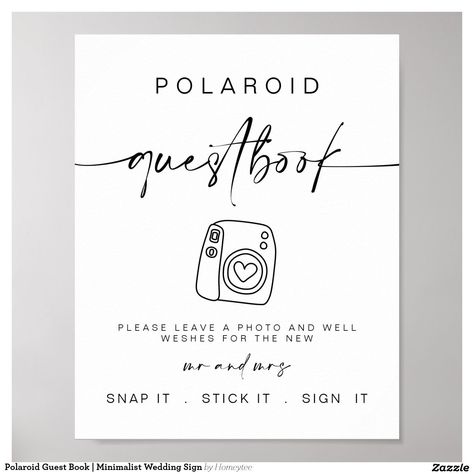 Polaroid Guest Book | Minimalist Wedding Sign Photo Guest Book Sign Printable Free, Polaroid Wedding Guest Book, Wedding Photo Guest Book, Book Minimalist, Photo Guest Book Sign, Photo Album Wedding Guest Book, Wedding Invitation Cards Online, Wedding Guest Book Table, Polaroid Wedding