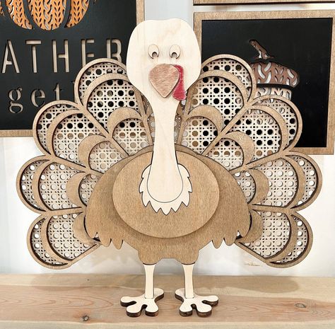 Freestanding and Shelf Sitter Rattan Thanksgiving Turkey Laser Digital Cut File | Cute Turkey | Boho Thanksgiving | Wood Turkey | Glowforge Boho Thanksgiving, Wood Turkey, Glowforge Christmas, Turkey Svg, Turkey Decor, Cute Turkey, Stars Design, Thanksgiving Svg, Turkey Thanksgiving