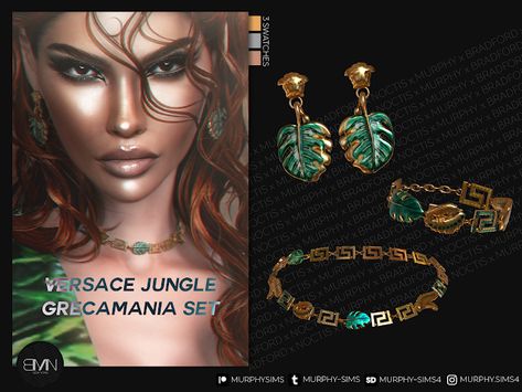 Versace Jungle Grecamania Set - MURPHY x BRADFORD x NOCTIS Ts4 Accessories, The Sims 4 Packs, Sims 4 Gameplay, Versace Brand, Sims 4 Cas, Jewellery Sets, Fairy Costume, Ts4 Cc, Sims 4 Clothing