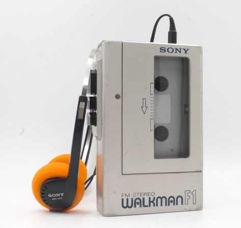 Vintage Sony Walkman F1 1980s personal stereo cassette tape player FM/AM radio metallic silver chrome with headphones refurbished VG Japan by deckvintage on Etsy Cassette Tape Player, Metal Tape, Sony Walkman, Retro Gadgets, Am Radio, Cassette Player, Silver Chrome, Stereo Headphones, Cassette Tape