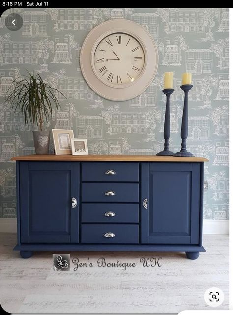 Display Cabinet Kitchen, Sideboard Dresser, Dresser Display, Kitchen Display Cabinet, Furniture Blue, Pine Sideboard, Painted Cupboards, Painting Wood Furniture, Blue Kitchen Cabinets