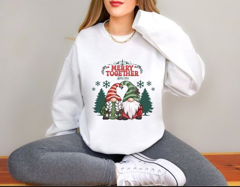 Personalized Couples Christmas Sweatshirt, Custom Holiday Sweatshirt, Couple Sweater, His and Hers Couple Shirts, Together Since, couples Couples Christmas, Orange Moon, Couples Sweaters, Warm Fabric, Holiday Sweatshirt, Christmas Couple, Personalized Couple, Couple Shirts, Christmas Prints