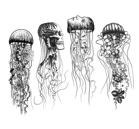 Jellyfish Tattoo, Creepy Tattoos, Dope Tattoos, Tattoo Design Drawings, Creative Tattoos, Tattoo Stencils, Sketchbook Art Inspiration, Tattoo Sketches, Inspirational Tattoos