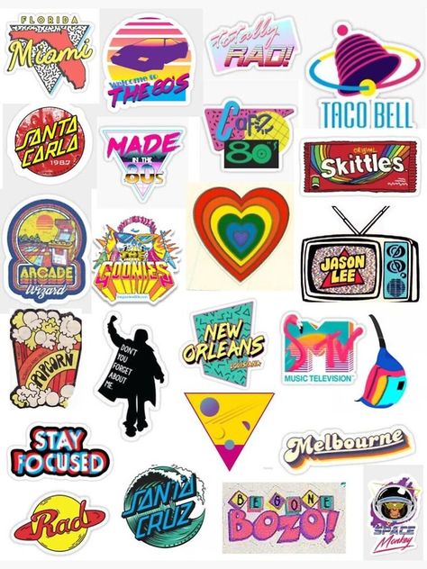 Unique 80s Stickers designed and sold by artists. Decorate your laptops, water bottles, helmets, an... Tumblr Sticker, Iphone Stickers, Snapchat Stickers, Aesthetic Sticker, Stickers Kawaii, Tumblr Stickers, 80s Aesthetic, Hydroflask Stickers, Phone Stickers