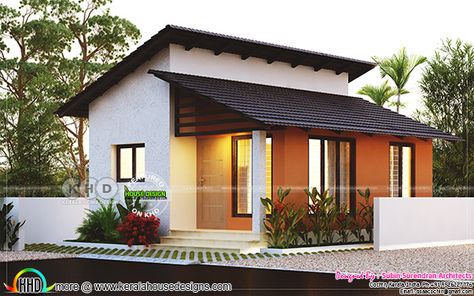 Small low cost 2 bedroom home plan Low Cost House Plans, Small House Design Kerala, Flat Roof House, Low Cost Housing, Simple Bedroom Design, 2 Bedroom House Plans, Kerala Houses, Kerala House Design, Simple House Design