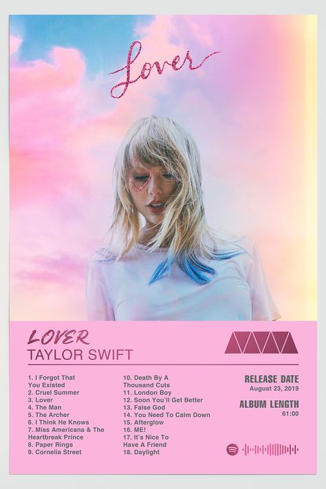 Taylor Swift Lover Valentines Day, Lover Color Palette Taylor Swift, Taylor Swift Tracklist, Lover Wallpapers, Lover Fest, Album Wall Art, Album Wall, Taylor Swift Lover, Taylor Swift Music