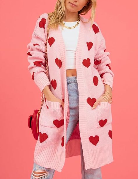 Hearts Cardigan, Woven Cardigan, Heart Cardigan, Hari Valentine, Gilet Long, Winter Mode, Cozy Cardigan, Cardigan Long, Long Sweaters Cardigan