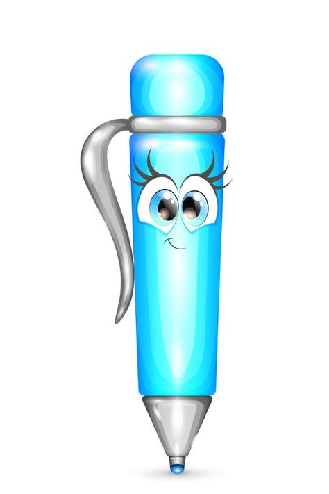 Cute cartoon blue pen girl character with eyelashes isolated. Pen Cartoon, Blue Pen, Cute Pencil, Girl Character, Islamic Cartoon, Girls Characters, Magnifying Glass, Cute Cartoon, Eyelashes