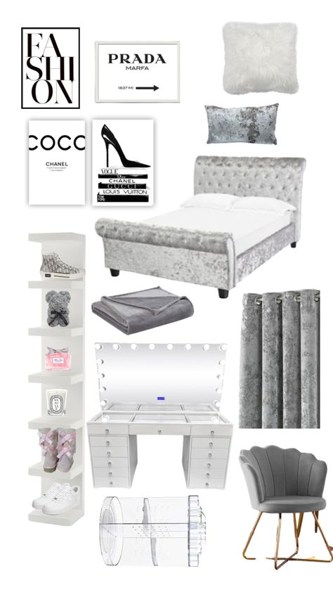 Grey Bedroom Decor, White Bedroom Decor, White Room Decor, Luxury Room Bedroom, Classy Bedroom, Room Redesign, Grey Room, Redecorate Bedroom, Teen Bedroom Decor