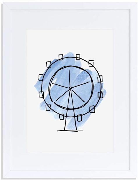 Annie Montgomery Design London Eye Print London Eyes, London Theme, Eye Illustration, The London Eye, Eye Print, Eye Tattoo, Whimsical Illustration, London Eye, Travel Inspired